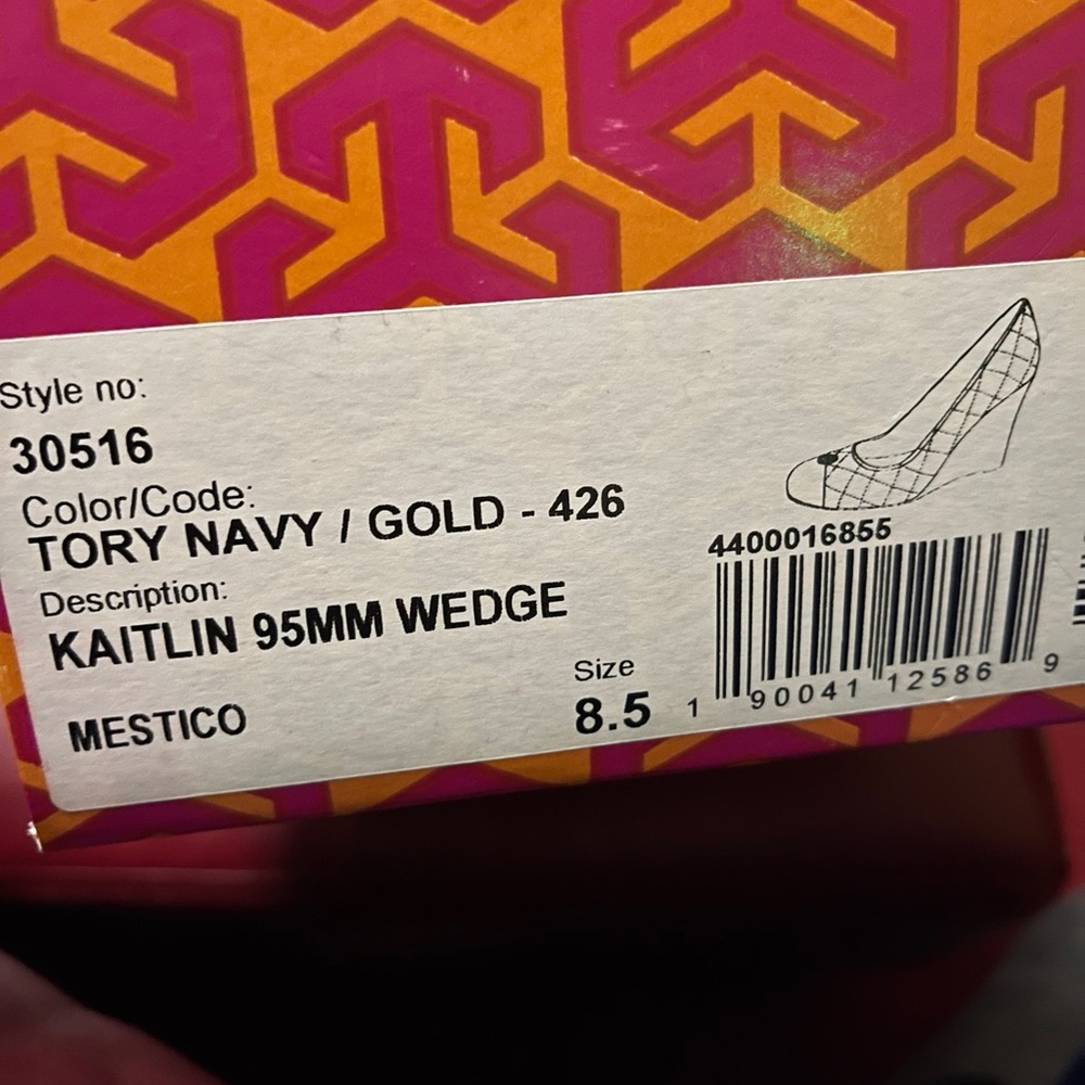 Tory Burch Navy and Gold Kaitlin 95mm Wedge